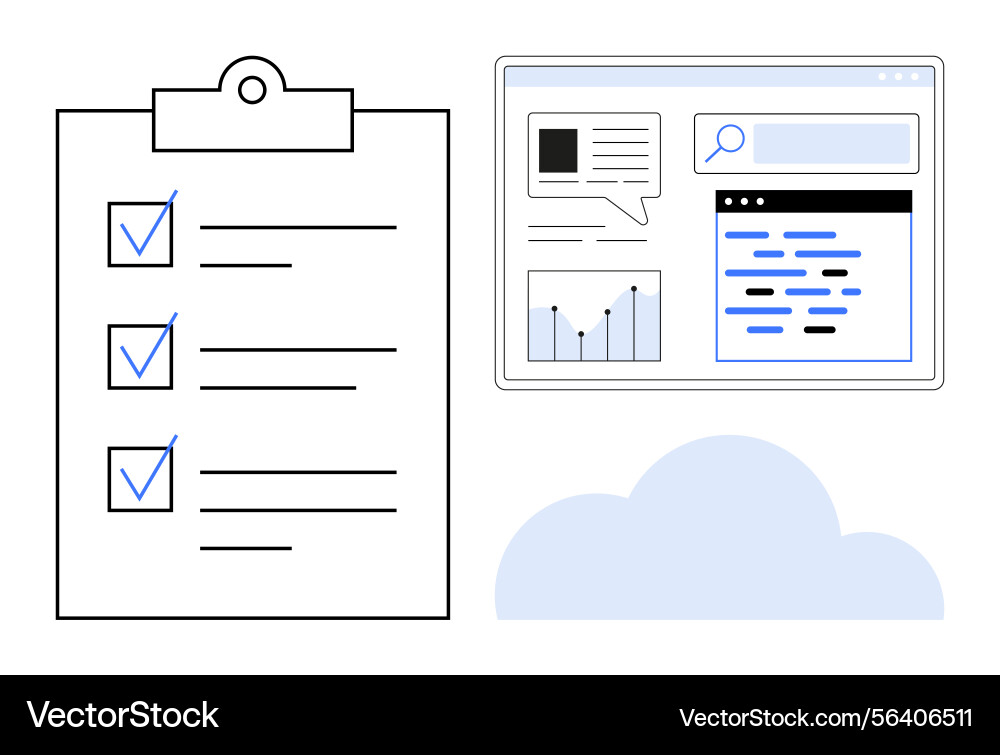 Task checklist and digital interface Task checklist and digital interface Vector Image