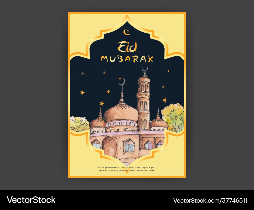 Watercolor hand drawn eid invitation templa Watercolor hand drawn eid invitation templa vector image