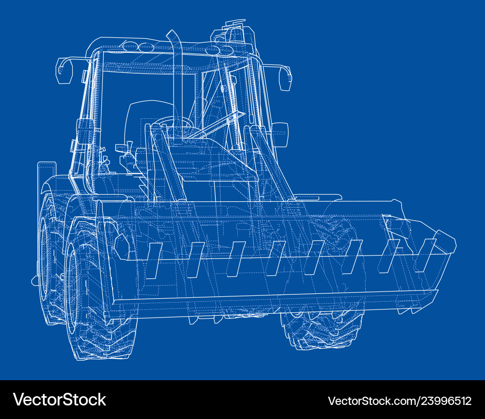 3D Wireframe Loading Shovel Sketch Vector Image