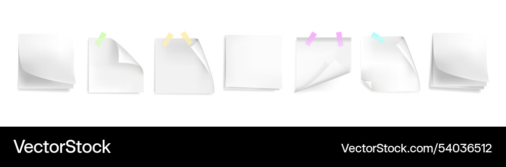 Blank sticky notes pages with fold effect Blank sticky notes pages with fold effect vector image