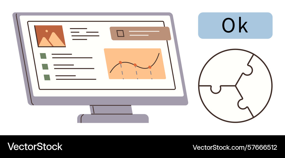 Data analysis and project collaboration on desktop vector image