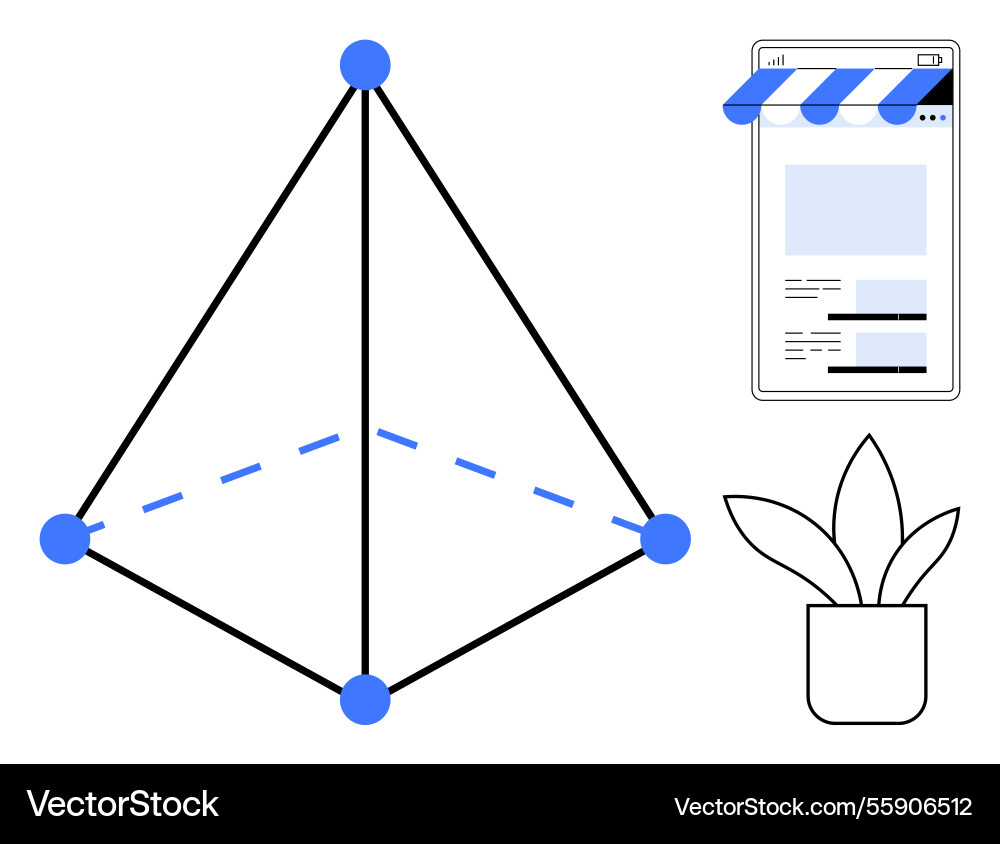 Geometric pyramid with points website window Vector Image