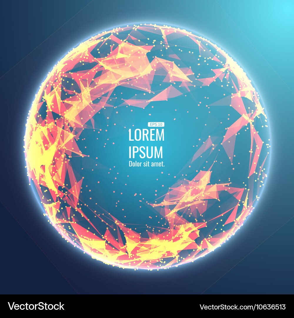 Abstract 3d illuminated distorted mesh sphere vector image