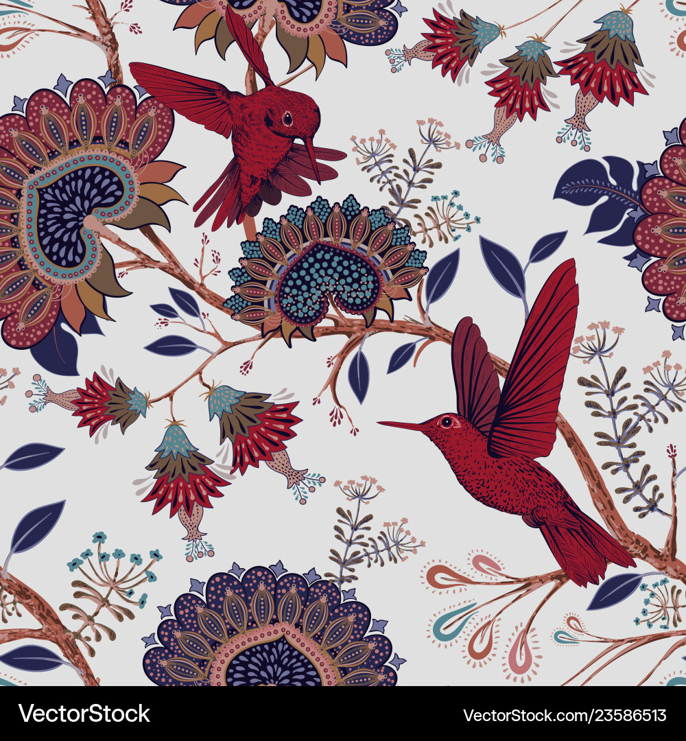 Exotic Floral Wallpaper vector image