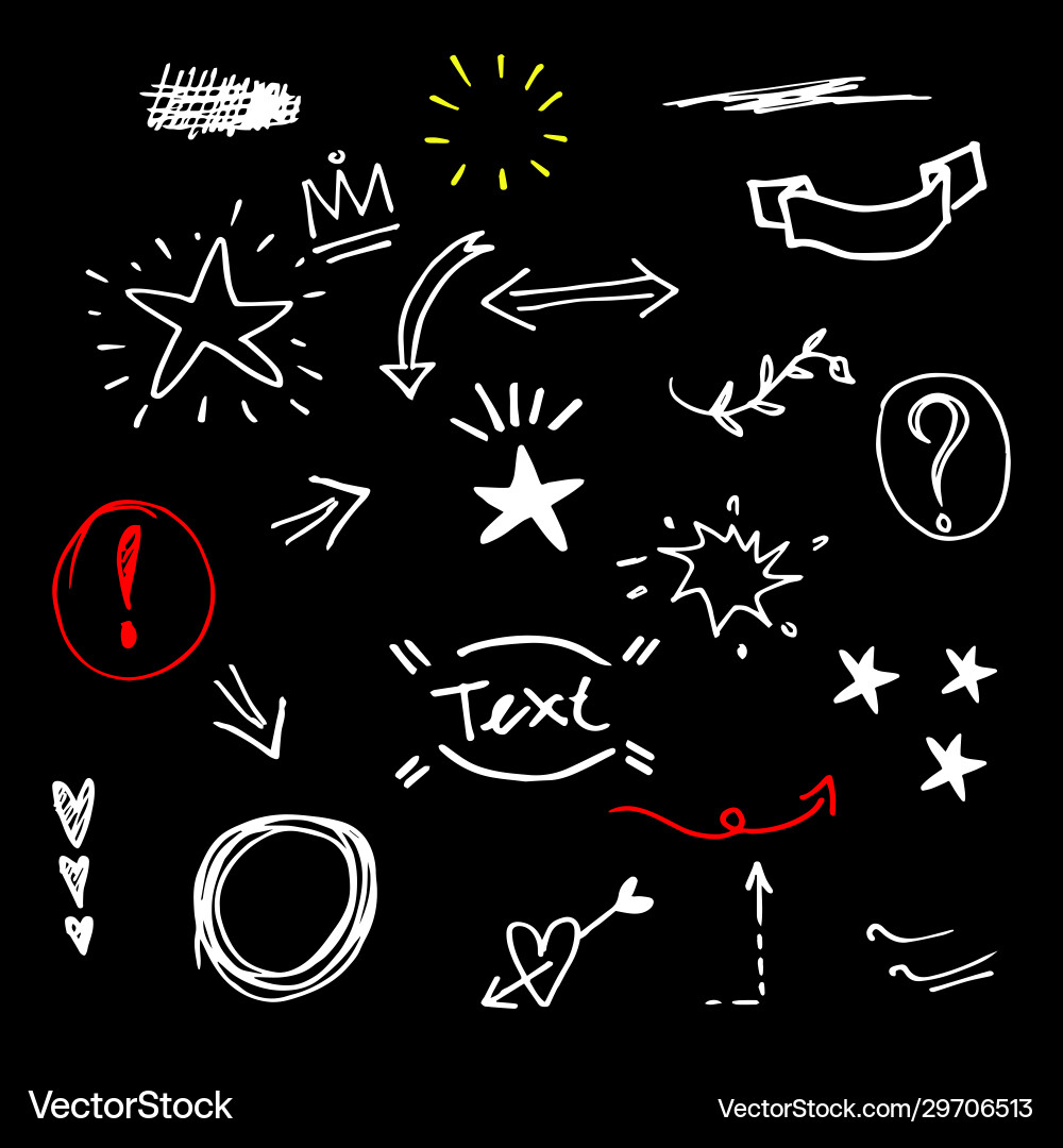 Hand drawn set doodle design element Royalty Free Vector
