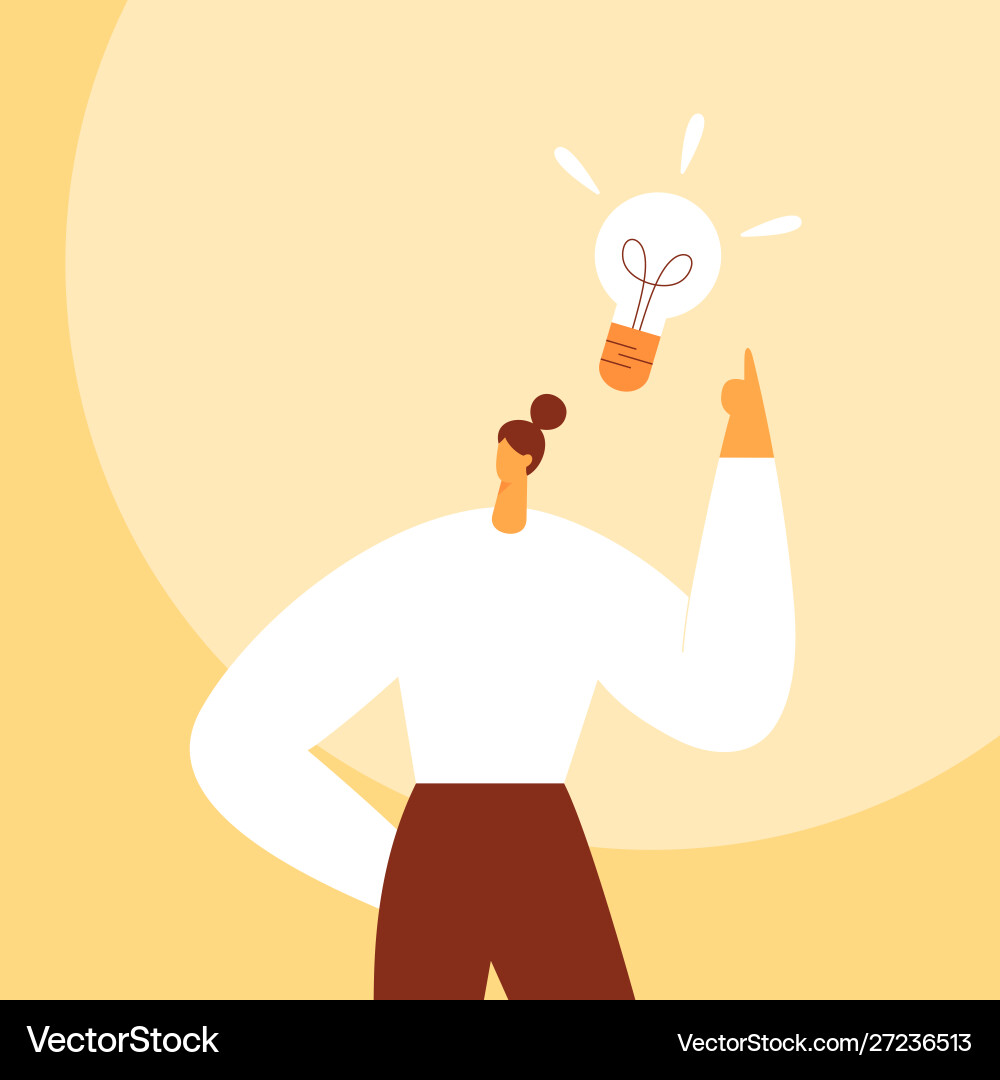 Light bulb over woman head business concept Light bulb over woman head business concept vector image