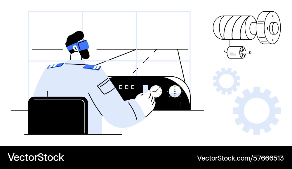 Operator controlling machines with control panel Operator controlling machines with control panel vector image