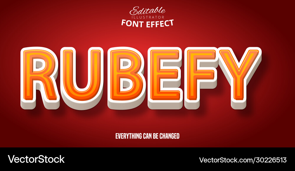 Rubefy text 3d editable font effect vector image