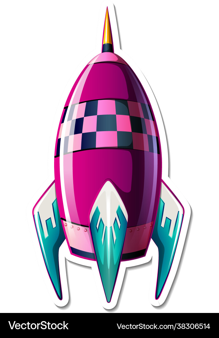 A sticker template with rocket ship cartoon Vector Image
