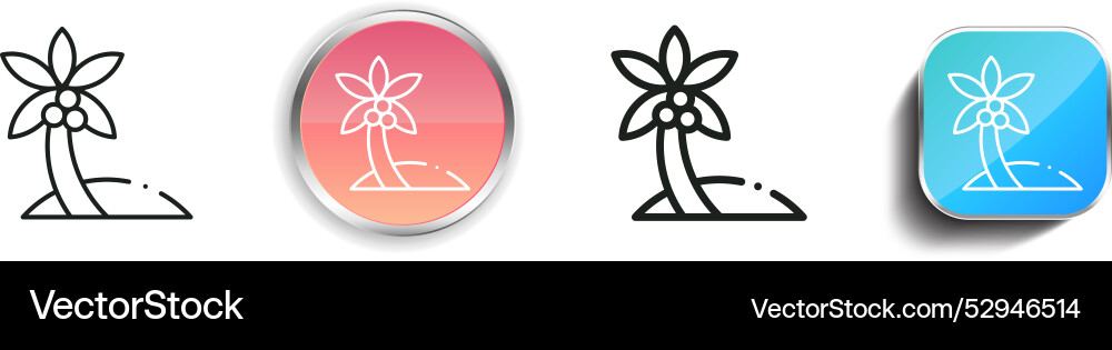 Coconut tree icon thin linear regular and button vector image