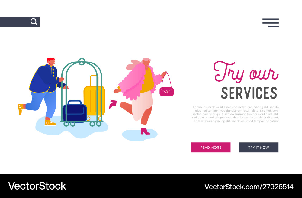 Hospitality website landing page hotel staff Hospitality website landing page hotel staff vector image