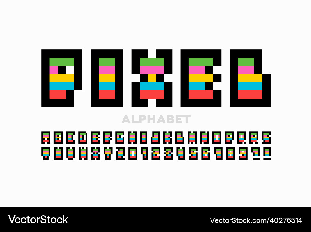 Pixel 80s style font design vector image