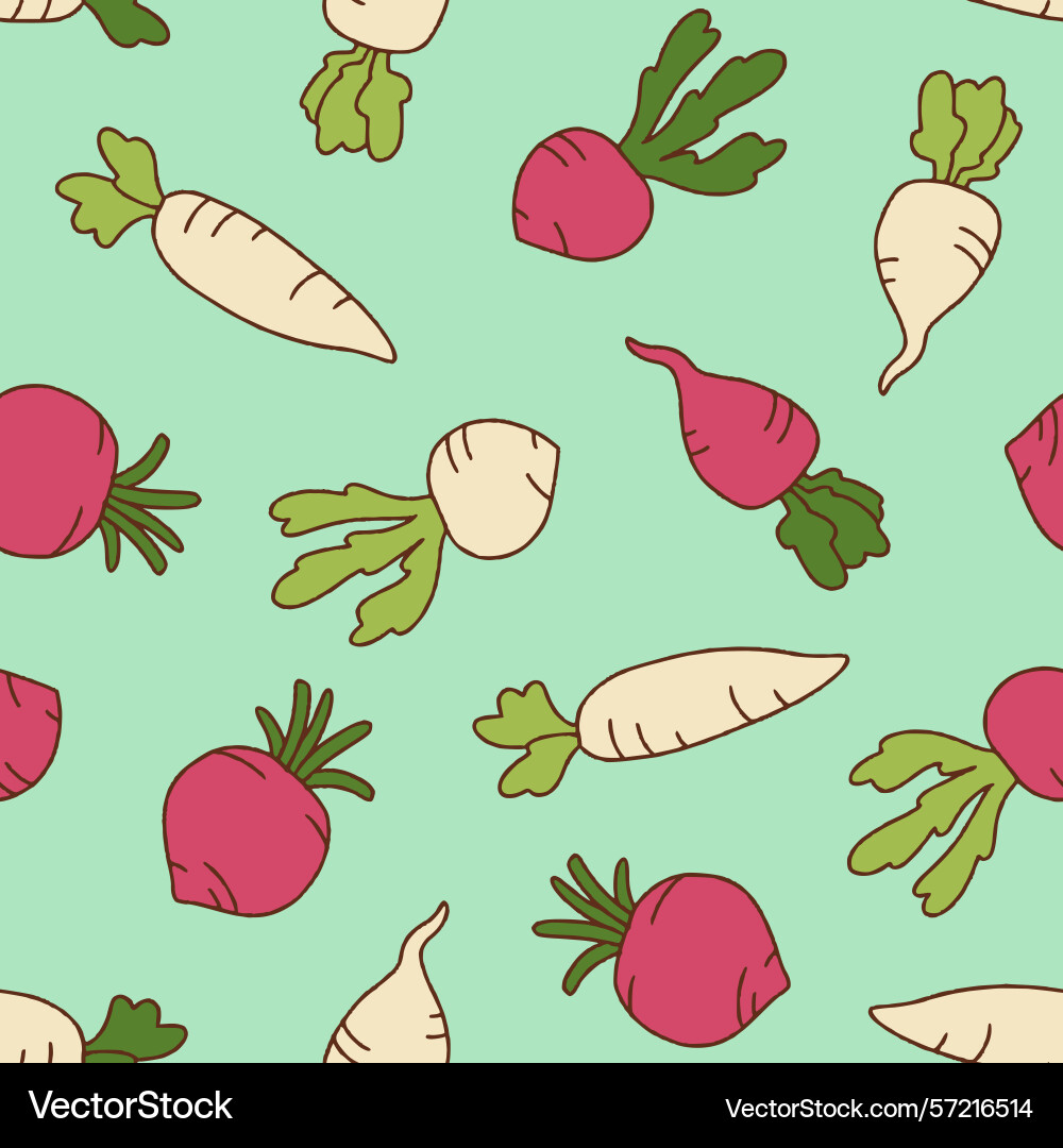 Radish seamless pattern background for surface Vector Image
