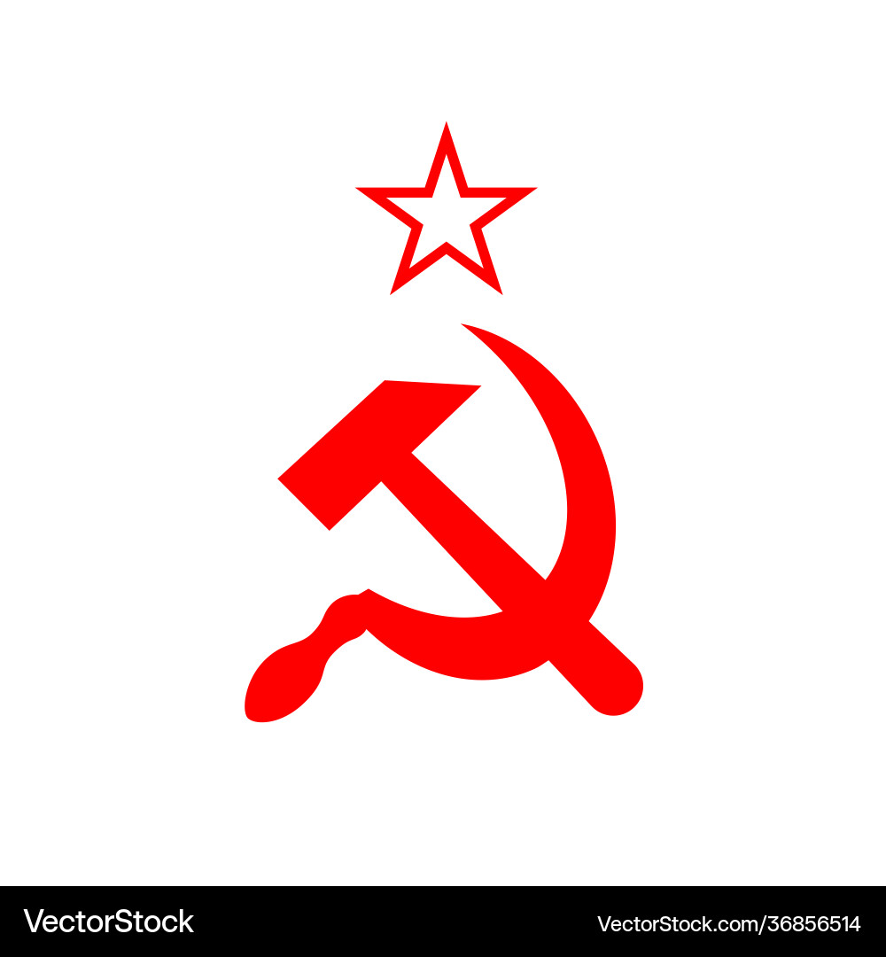 Red soviet sickle and hammer communist ussr vector image