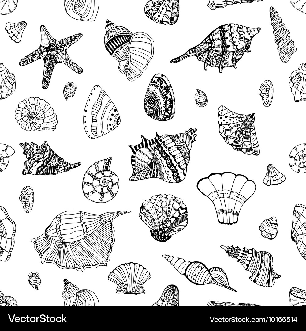 Seashell seamless pattern Vector Image