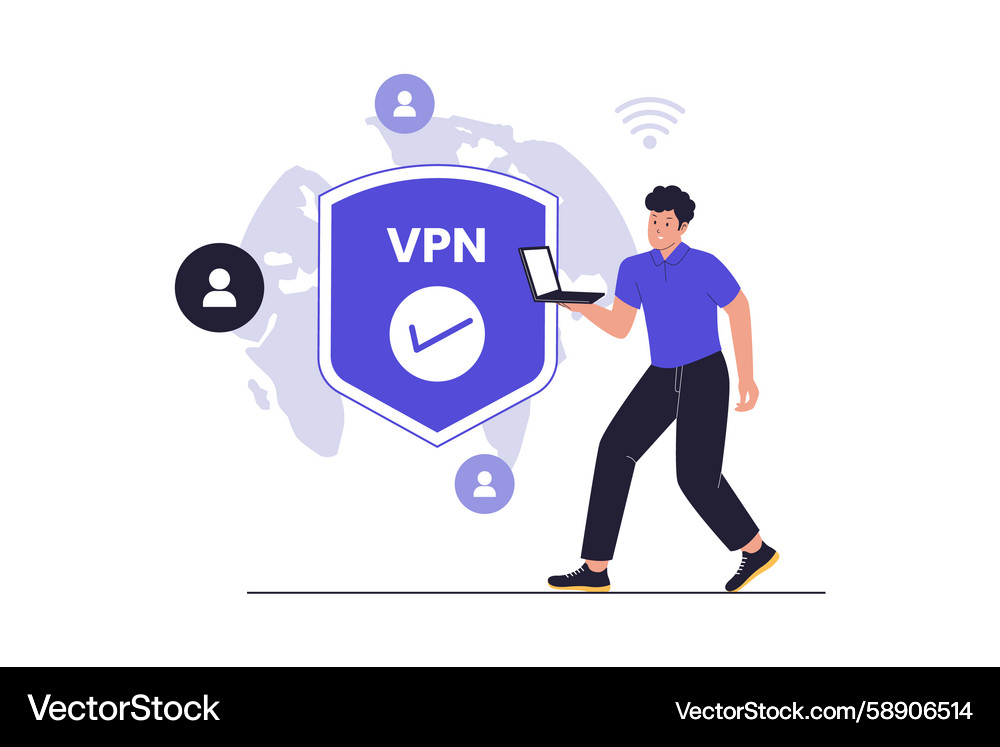Secure Internet Connection with VPN Vector Image