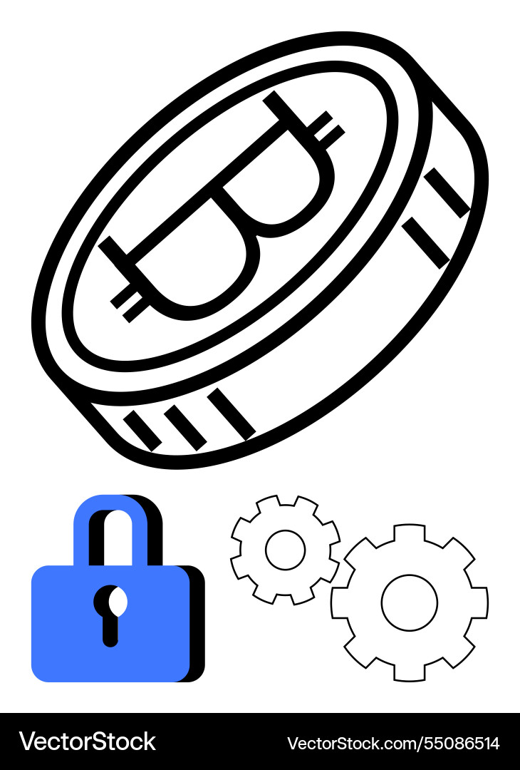 Security and functionality in cryptocurrency Security and functionality in cryptocurrency vector image