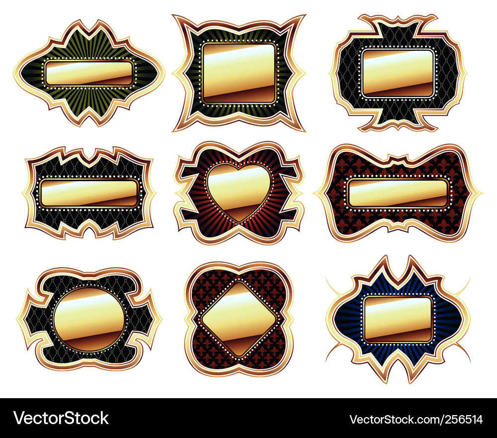 Set of golden frames Vector Image