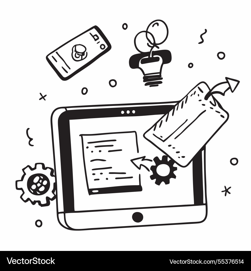 Tablet with holographic ai qa and certification Vector Image