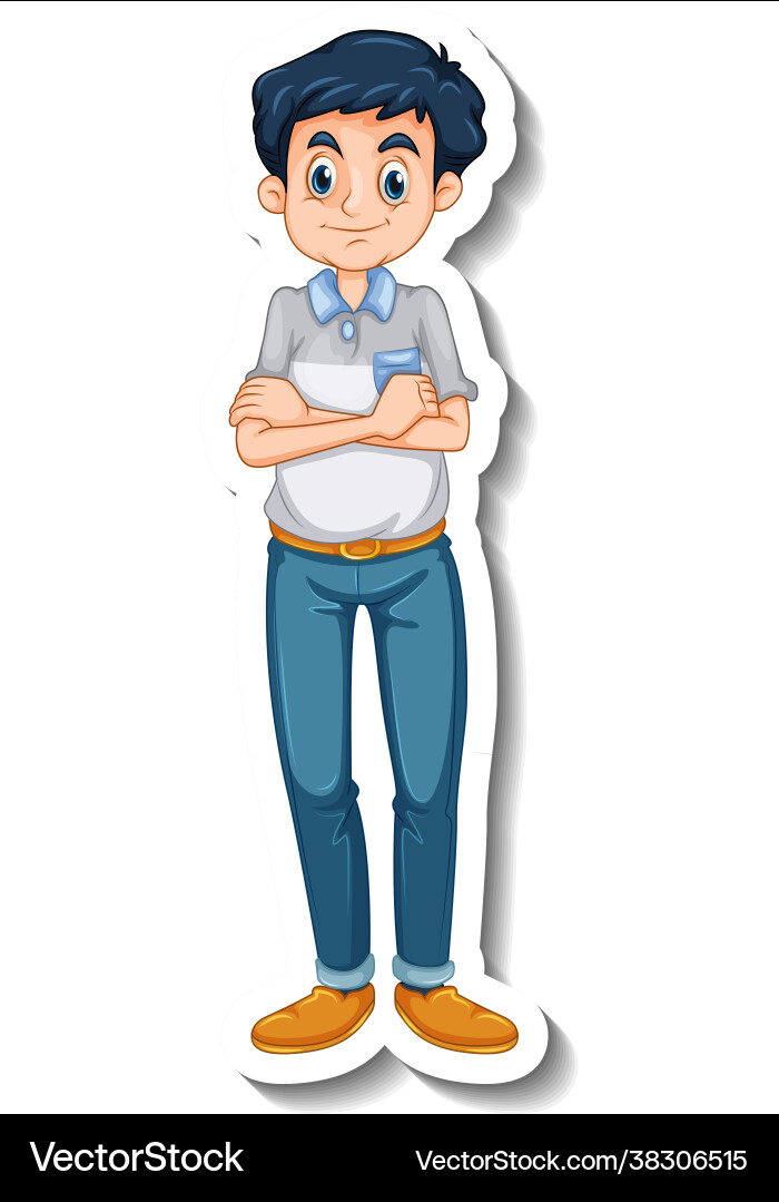 A sticker template with man in standing pose A sticker template with man in standing pose vector image