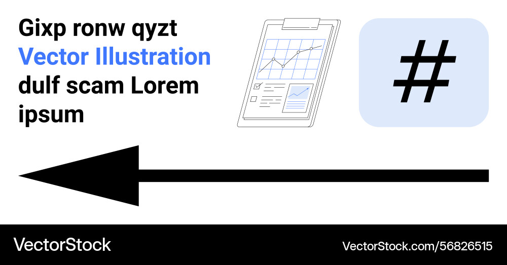 Arrow with clipboard chart and hash sign Vector Image