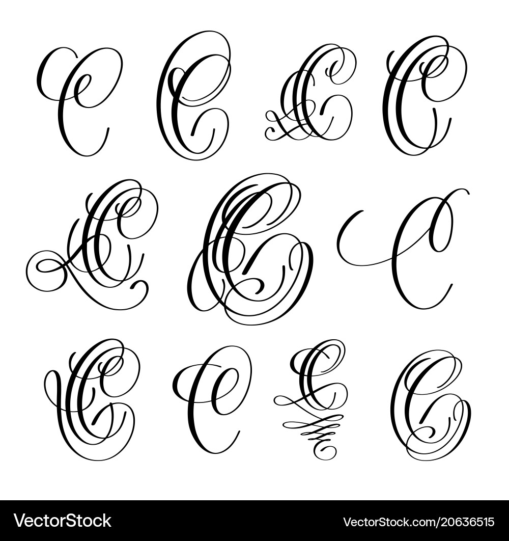 Calligraphic Lettering Script 'C' Set vector image