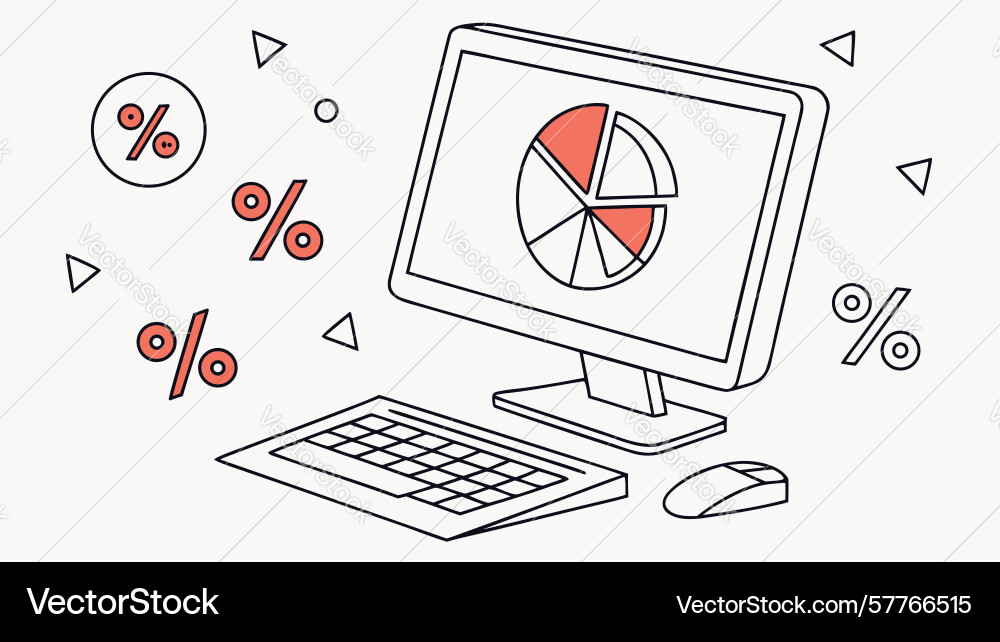 Data analysis for marketing computer with charts Vector Image