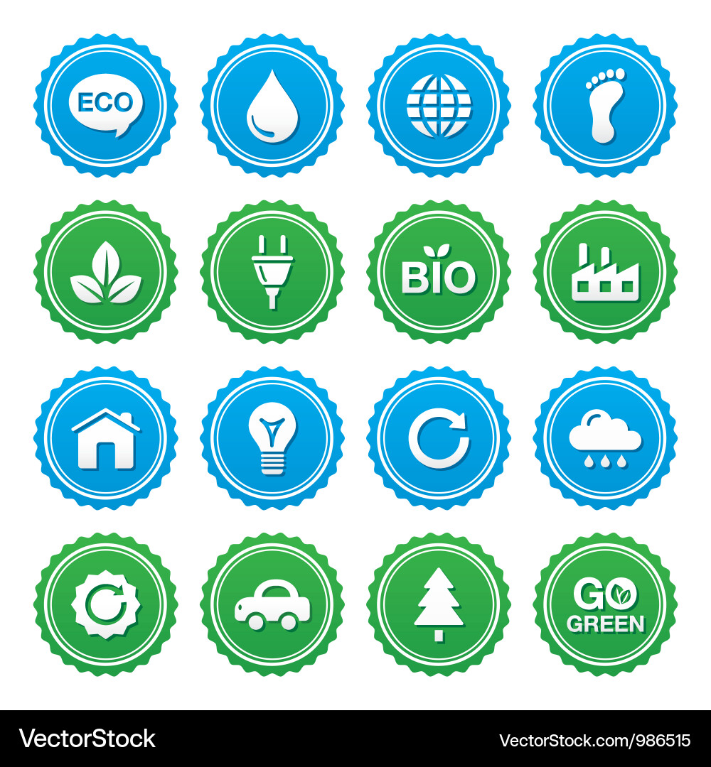 Eco Green Labels - Recycling Icons Vector Image