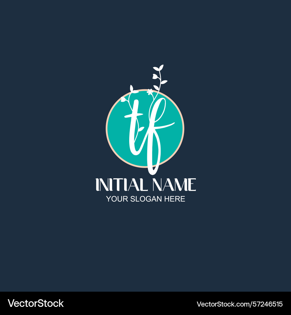 Elegant tf initial logo design with botanical Vector Image