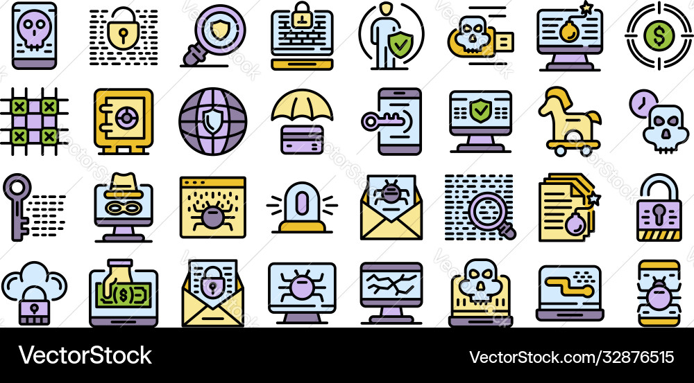 Fraud icons set flat Vector Image