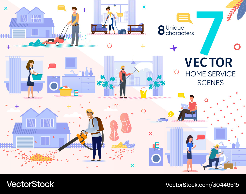 House Maintenance & Repair Workers Royalty Free Vector
