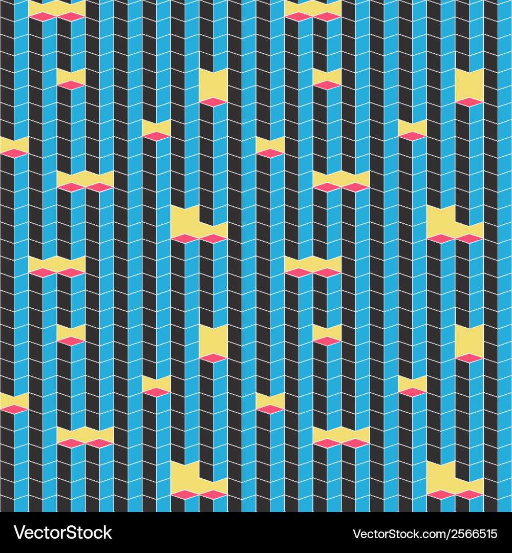 Pixel Cube Seamless Pattern vector image