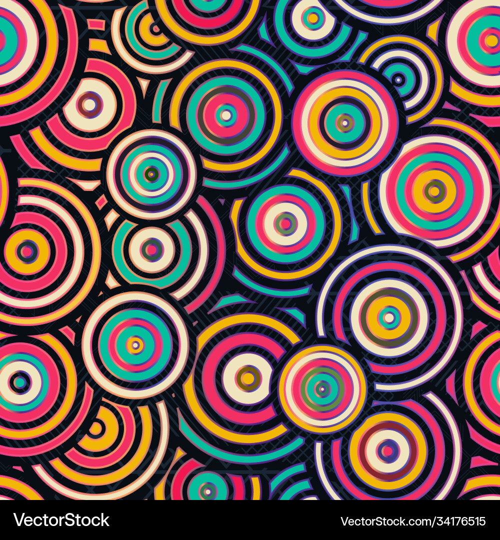 Retro circle geometric seamless pattern Royalty Free Vector