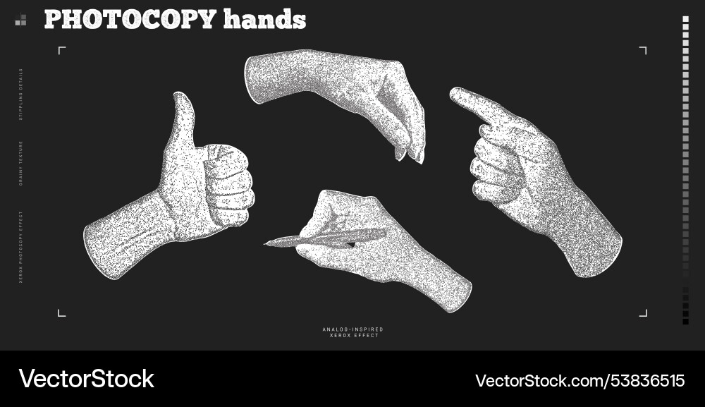 Set of stippling images hands retro style Vector Image