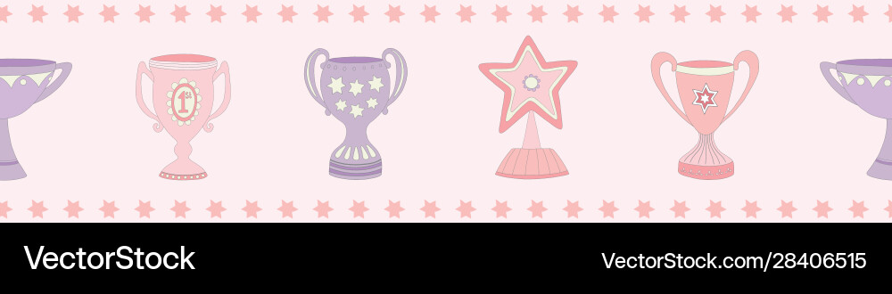 Trophy seamless repeat border pattern Trophy seamless repeat border pattern vector image