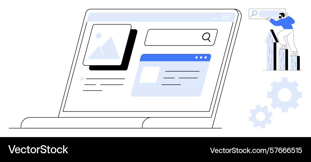 User exploring website interface and search User exploring website interface and search vector image