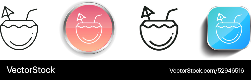 Coconut icon thin linear regular and button style Vector Image