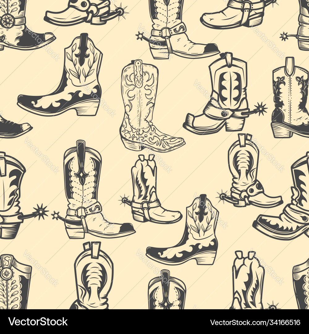 Cowboy Boots Seamless Pattern vector image