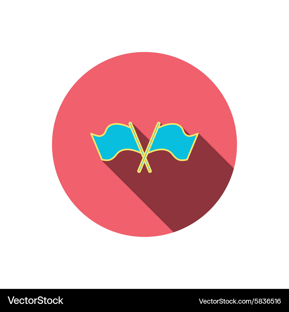 Crosswise waving flag icon location pointer Vector Image