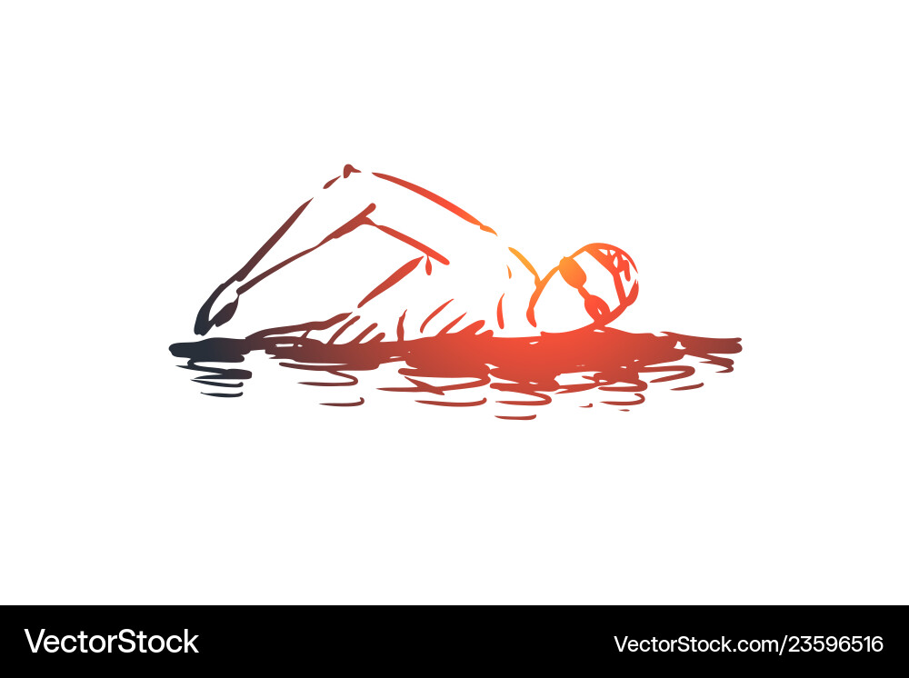 Man Swimming in Pool – Sketch Vector Image