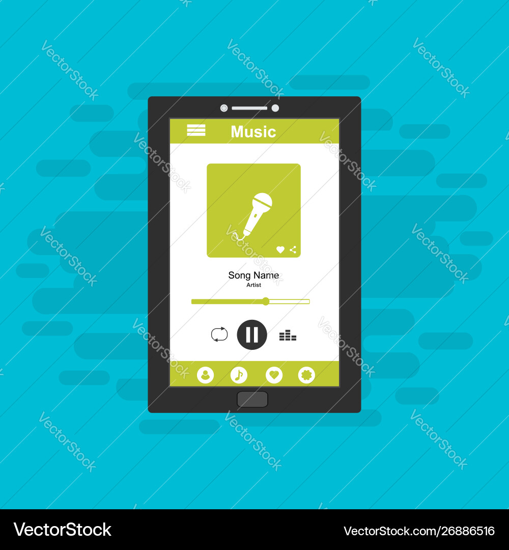 Media player application app template with flat Vector Image