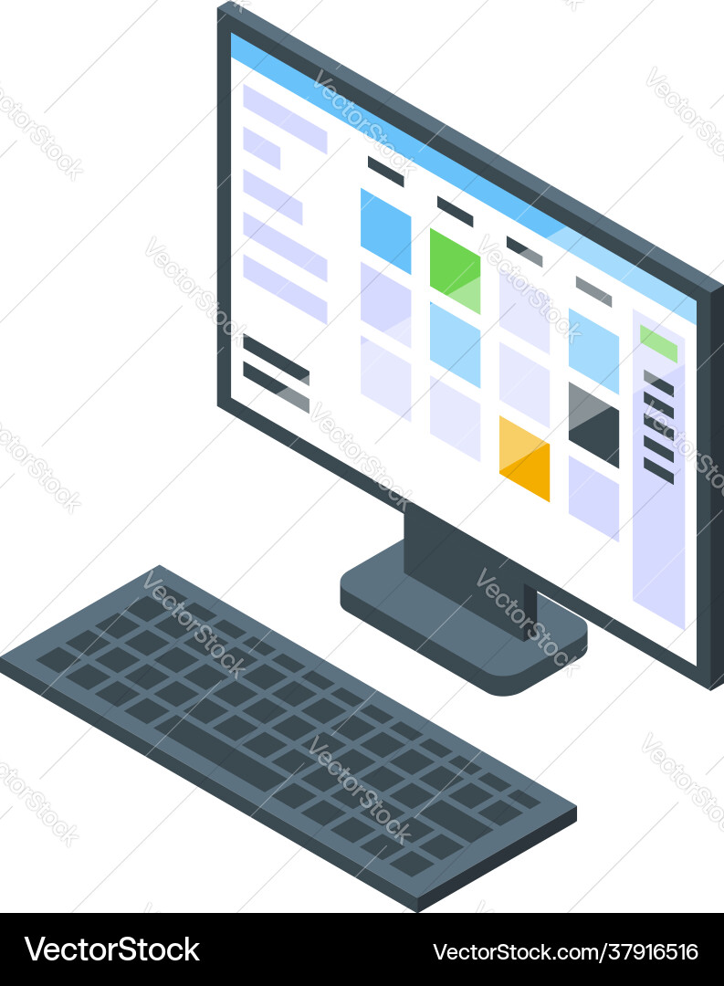Task schedule computer icon isometric style Task schedule computer icon isometric style vector image