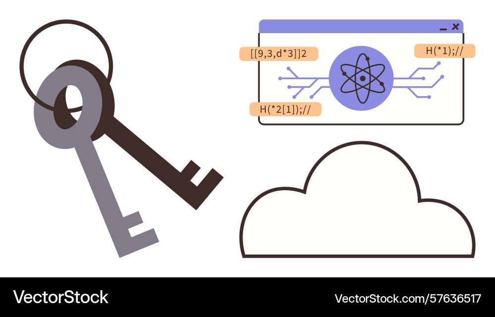 Cybersecurity concept with keys browser window Cybersecurity concept with keys browser window vector image