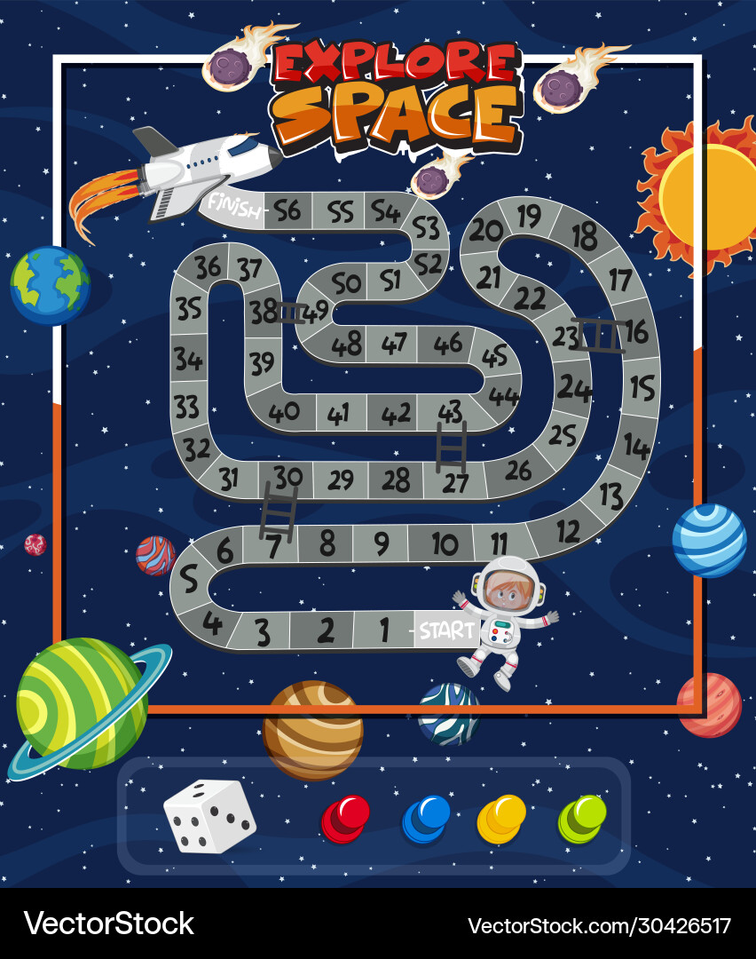 Game template with many planets in space Game template with many planets in space vector image