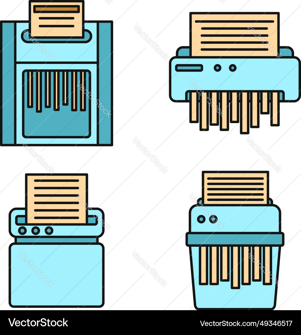 Shredder machine icons set color Vector Image