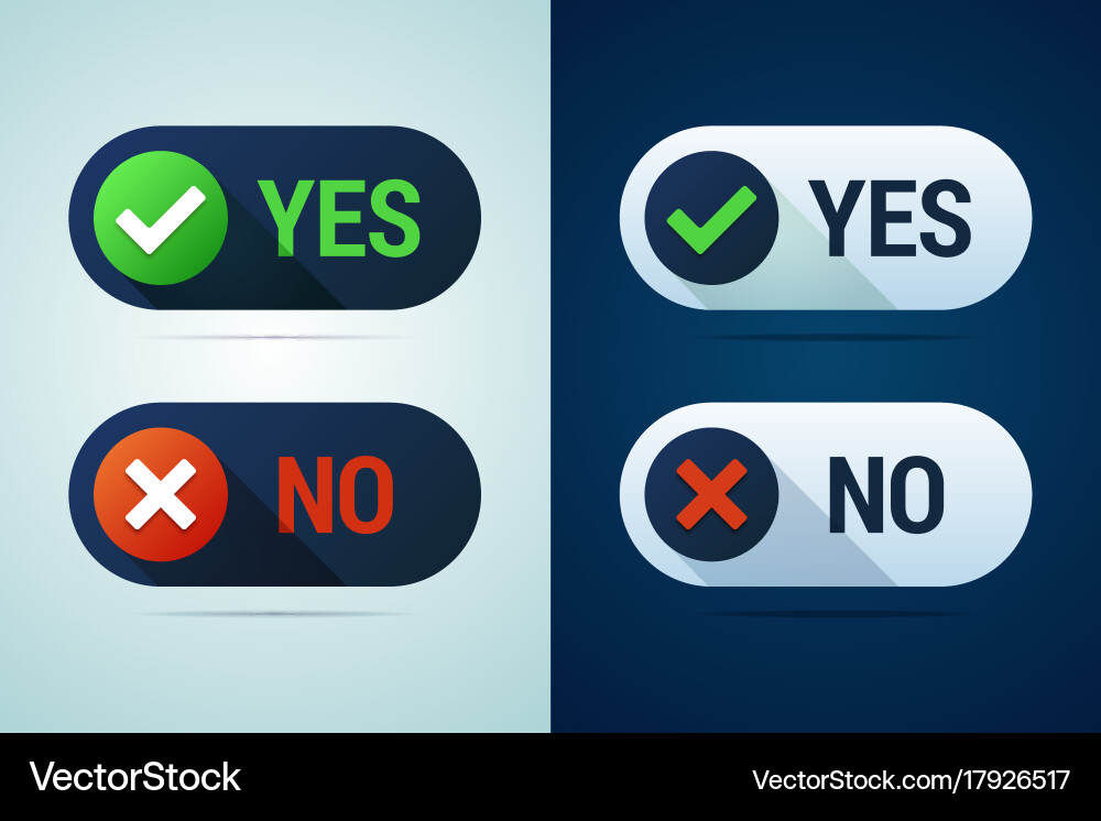 Yes and no button with check mark cross signs vector image