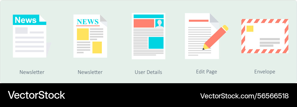 A set of 5 communication icons as newsletter user Vector Image