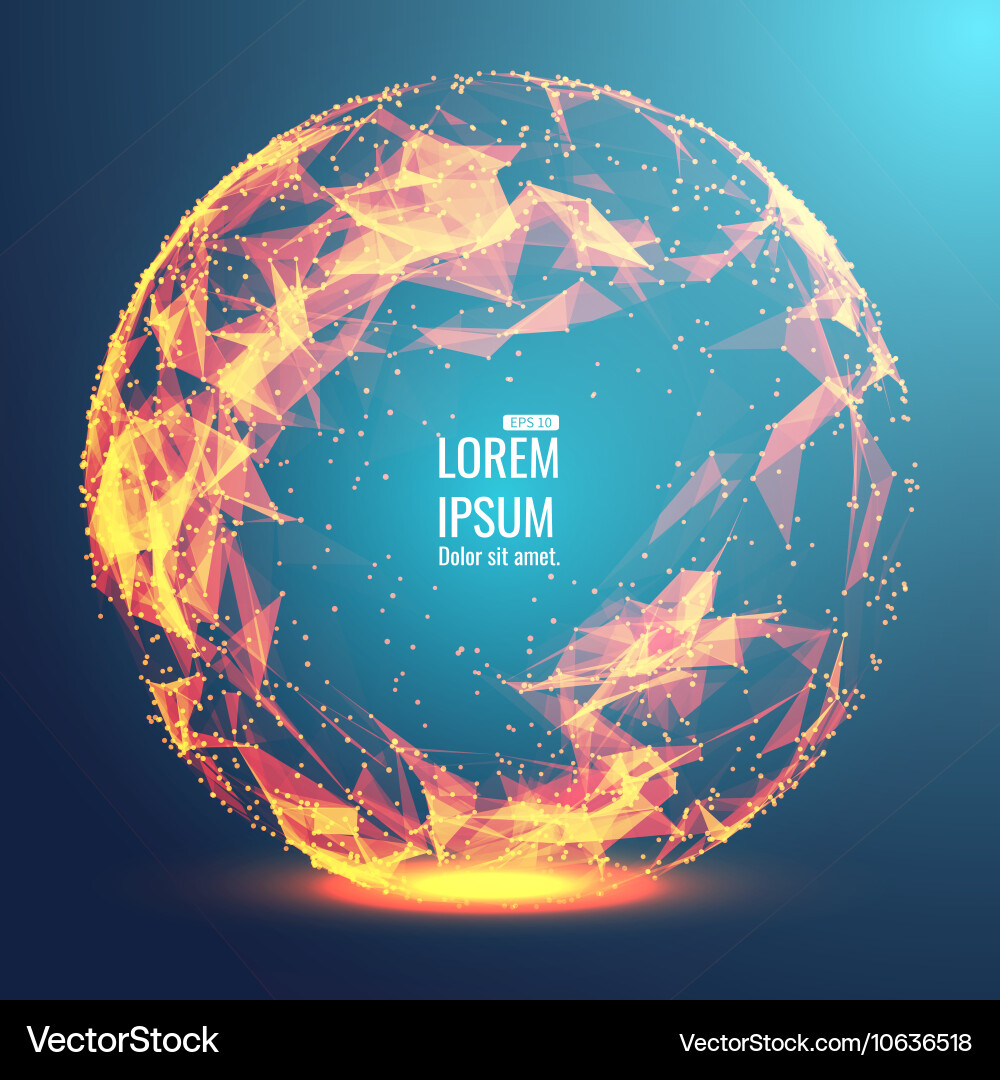 Abstract 3d illuminated distorted mesh sphere vector image