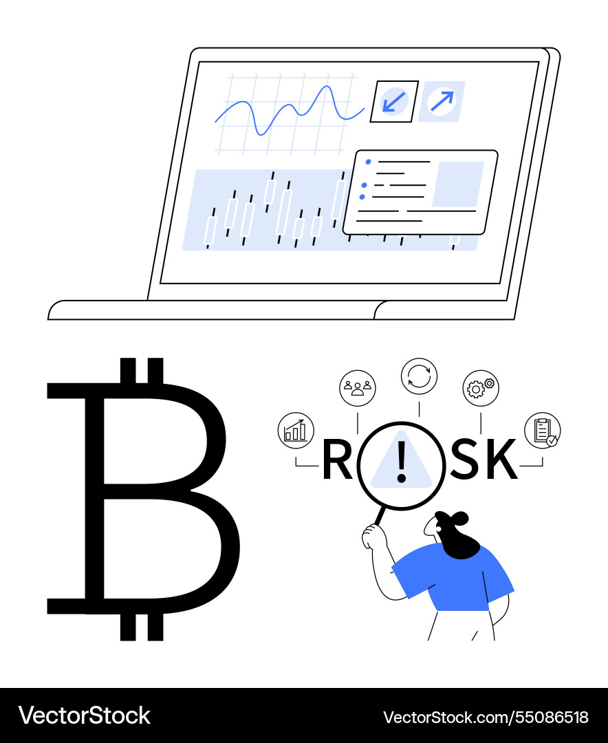 Analyzing cryptocurrency risks with data charts Analyzing cryptocurrency risks with data charts vector image