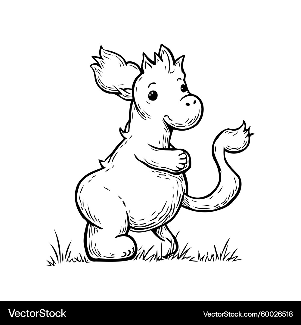 Cute Baby Dragon Drawing – Royalty-Free Vector | VectorStock, image size:1000x1080
